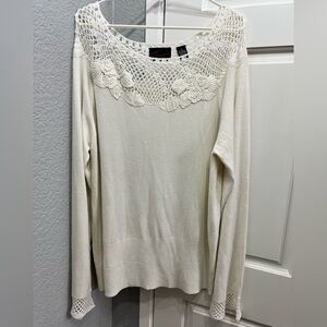 Vintage Torrid Cream Sweater with Crochet Neckline